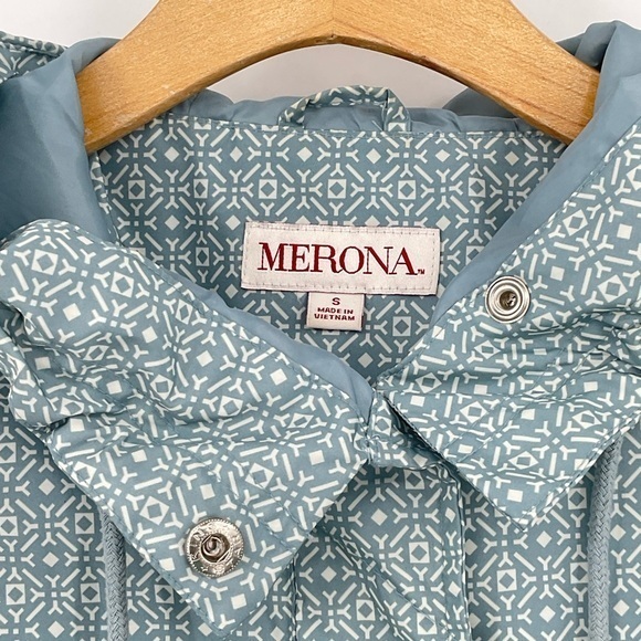 Merona Windbreaker, Water Resistant Lightweight Blue, Whitee Jacket Size S P2 - Picture 4 of 9